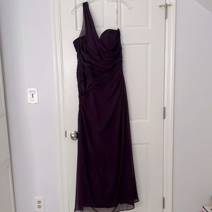 Barijay purple one shoulder bridesmaid gown size 14